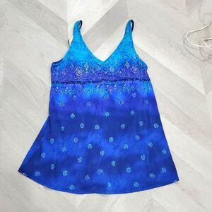 Islander blue floral tropical Palm one piece swim bathing suit,Skirt Size 22W